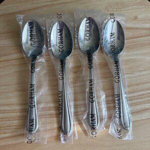 Vtg 4 Gorham Melon Bud Spoons Place Oval Soup Frosted Stainless Flatware 7"